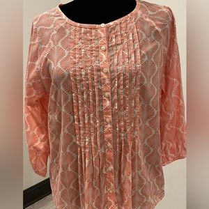 Talbots Blouse. Size L. Coral and white.